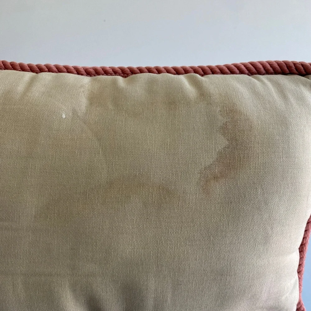 Vintage Bunny Rabbit Tapestry Accent Pillow 13 x 17 Pink Cord Edge Easter